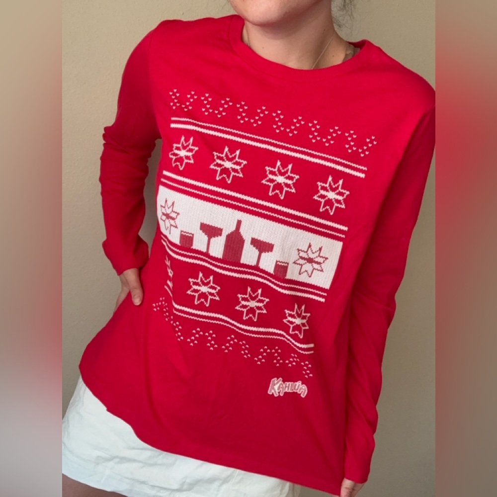 Kahlua liquor Christmas holiday festive Red Long Sleeve Women's Tee